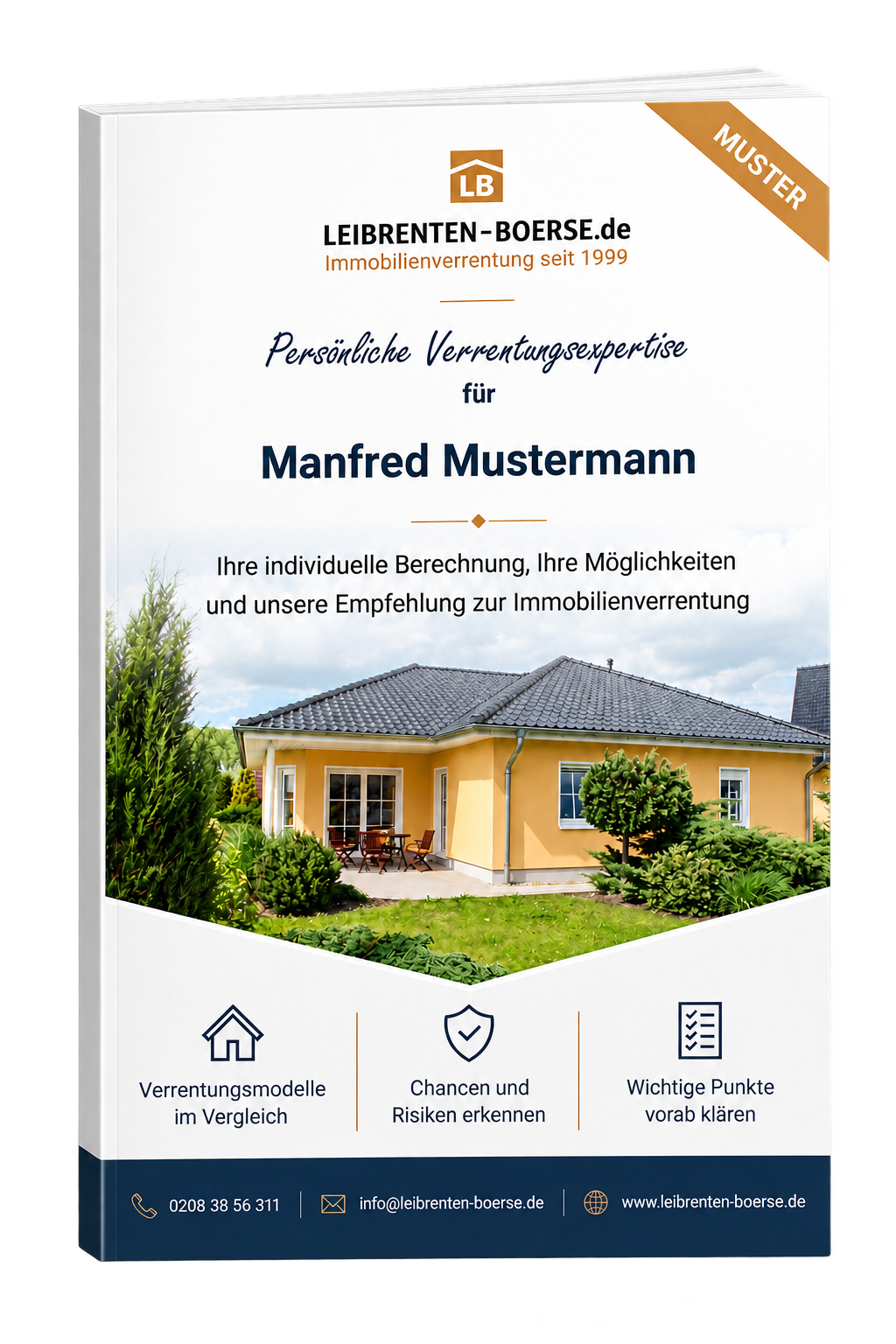 Muster einer persönlichen Verrentungsexpertise der LEIBRENTEN-BOERSE mit individuellem Modellvergleich und Berechnungen